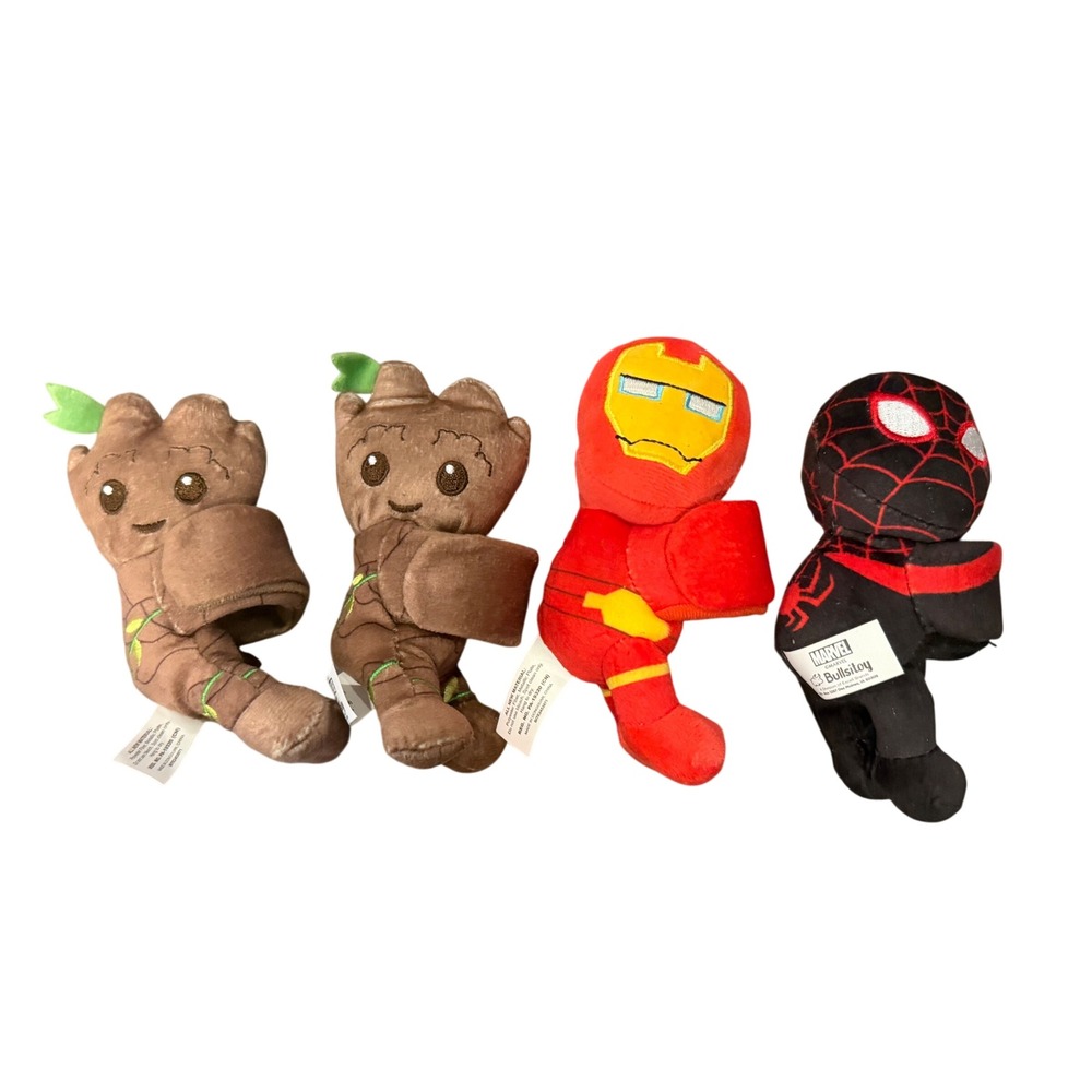Marvel Cutie Cuffs Plush Slap Bracelets Lot of 4 Groot Iron Man Miles Morales